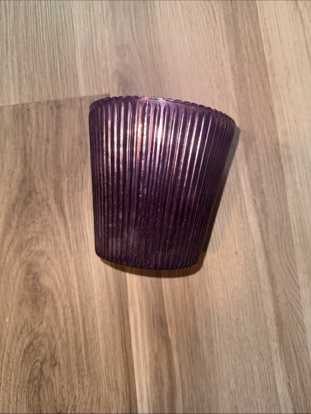 Purple Ribbed Glass Vase - Brand Not Visible